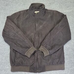 Vintage LL Bean Flannel Lined Faux Suede Bomber Jacket. Casual Preppy Full Zip M